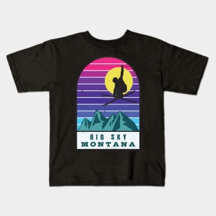 Ski Big Sky Montana Retro Sunset Kids T-Shirt